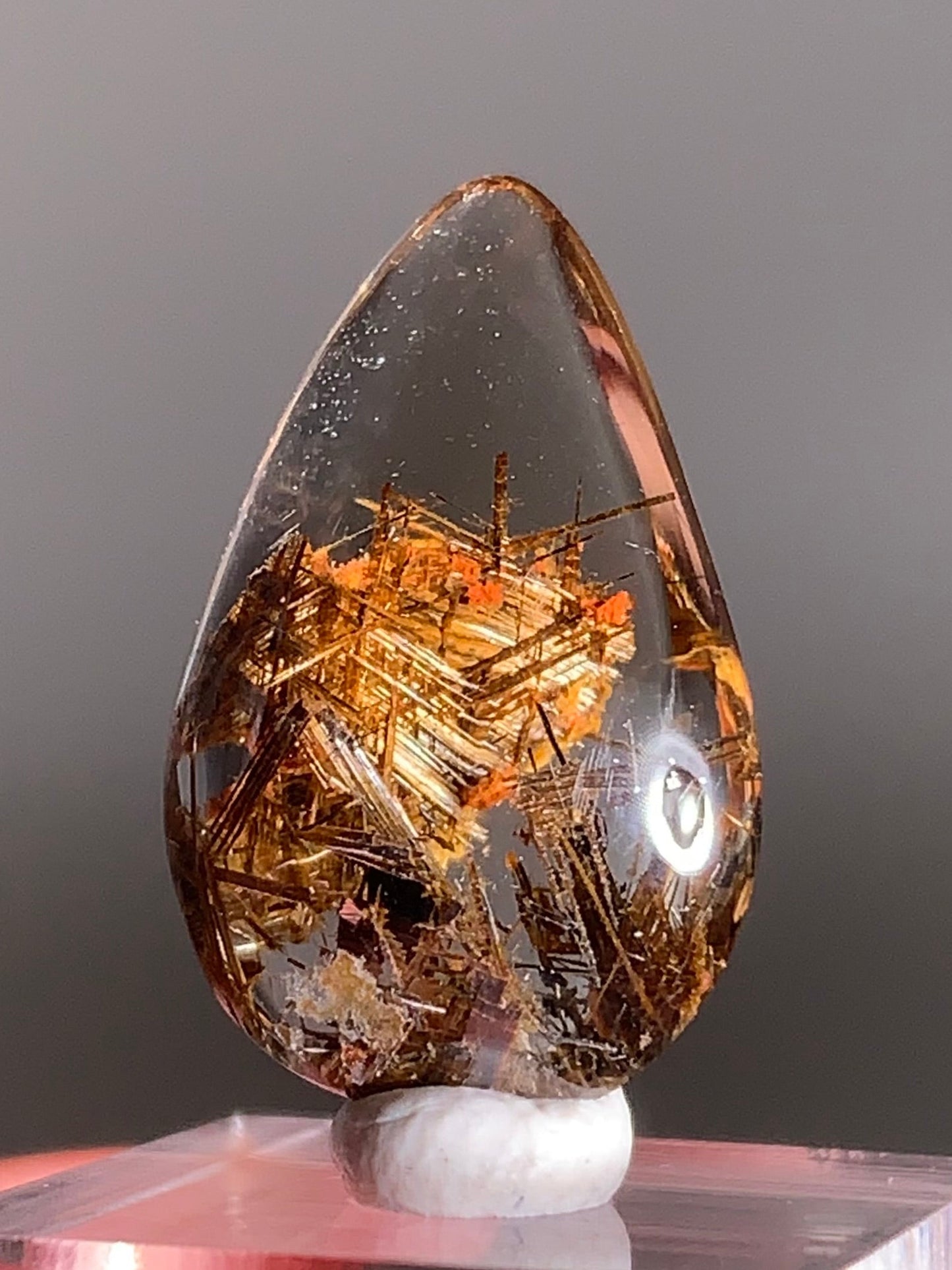 Rare Lattice Gold Rutile with Shiny Hematite, Mica & Garden Quartz Polished Freeform From Brazil
