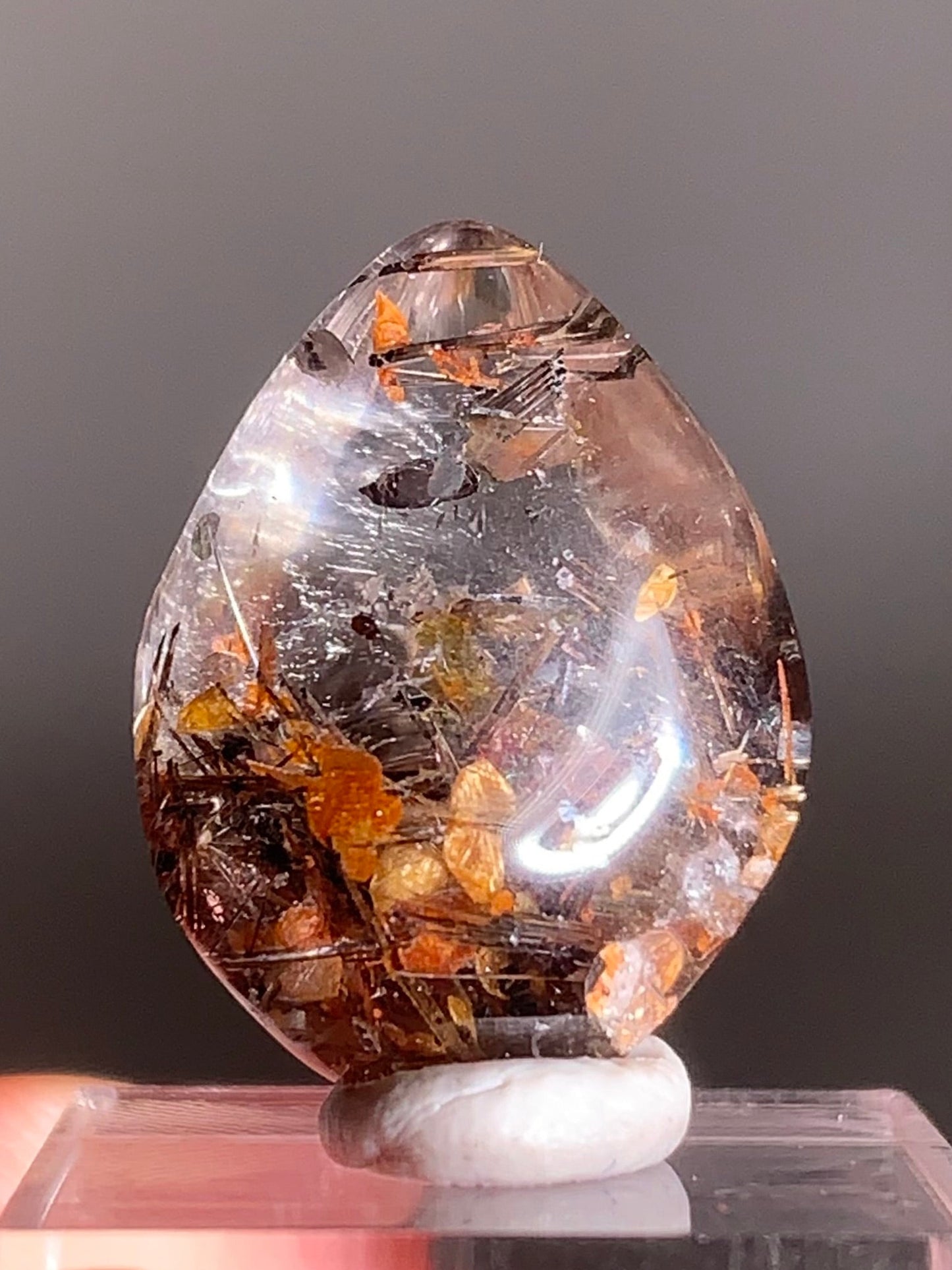 Rare Lattice Gold Rutile with Shiny Hematite, Mica & Garden Quartz Polished Freeform From Brazil
