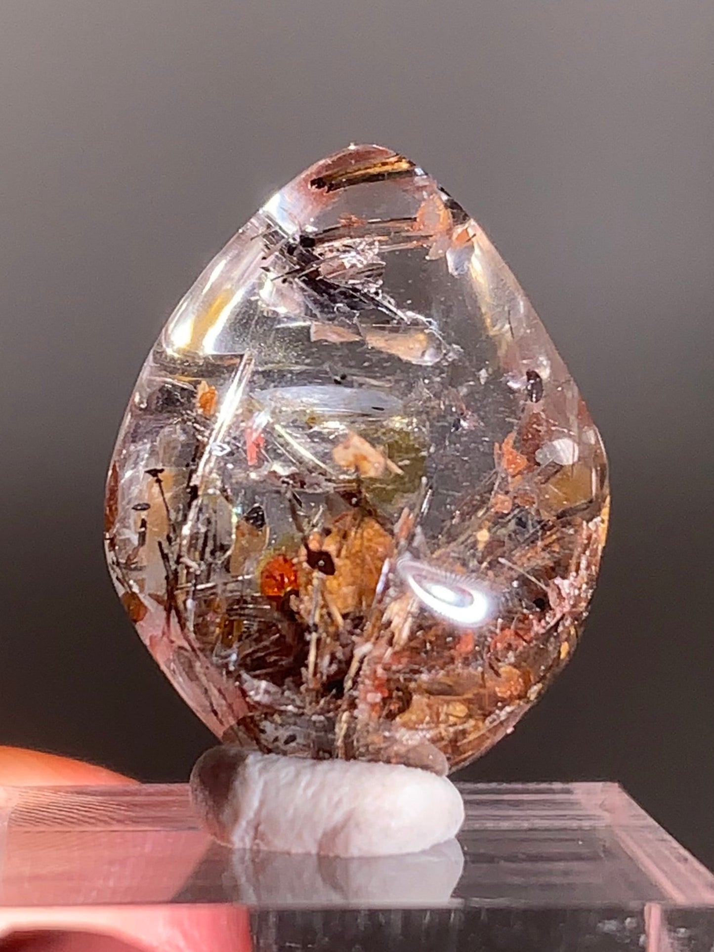 Rare Lattice Gold Rutile with Shiny Hematite, Mica & Garden Quartz Polished Freeform From Brazil