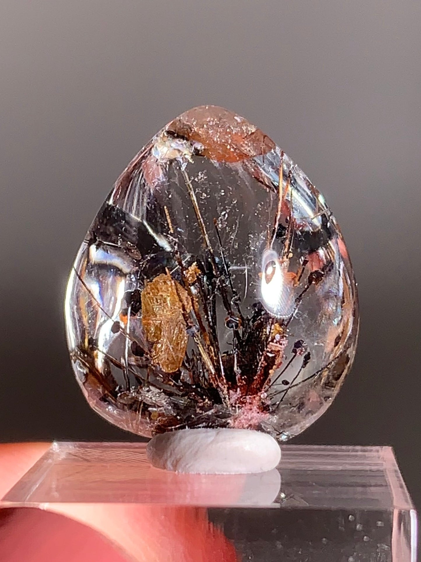 Rare Black & Gold Rutile Quartz with Shiny Hematite & Mica Polished Freeform From Brazil