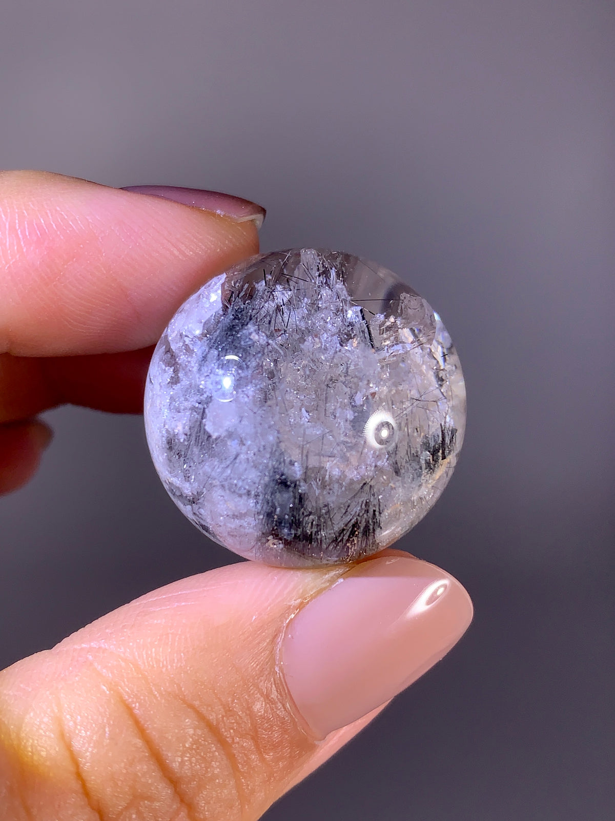 High-Grade Rare Silver Rutile, Quartz-in-Quartz & White Garden Quartz Sphere | Brazil