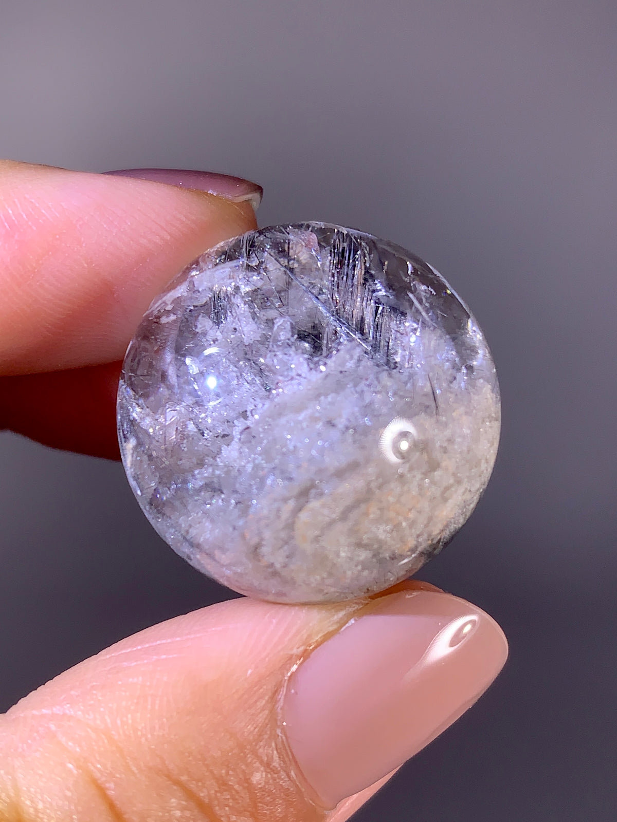 High-Grade Rare Silver Rutile, Quartz-in-Quartz & White Garden Quartz Sphere | Brazil