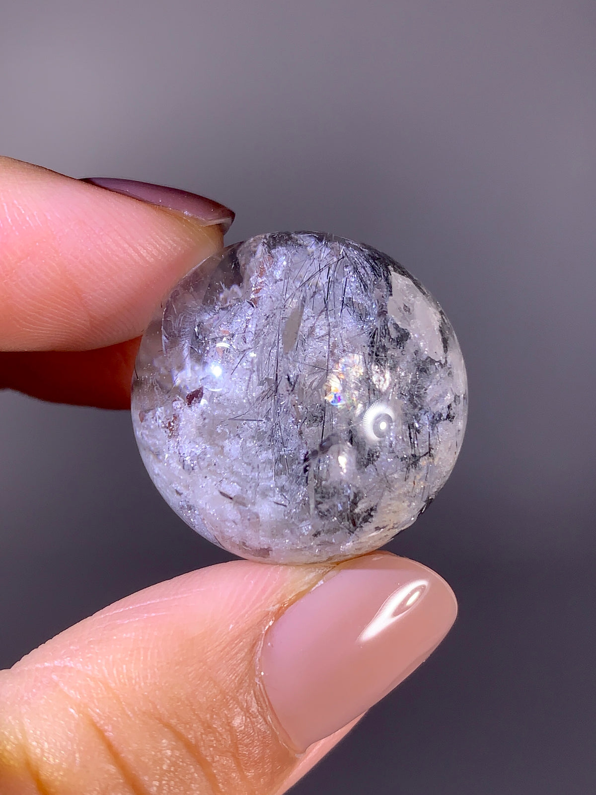 High-Grade Rare Silver Rutile, Quartz-in-Quartz & White Garden Quartz Sphere | Brazil
