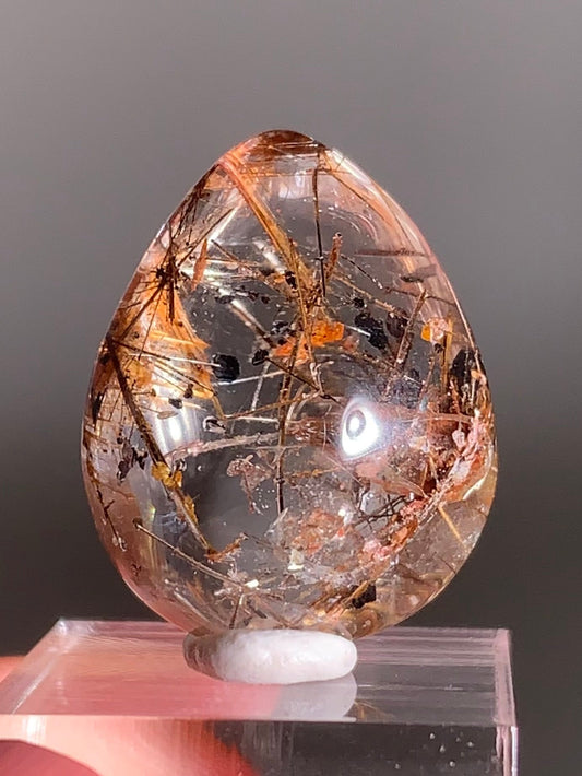 Rare Lattice Gold Rutile with Shiny Hematite, Mica & Garden Quartz Polished Freeform From Brazil