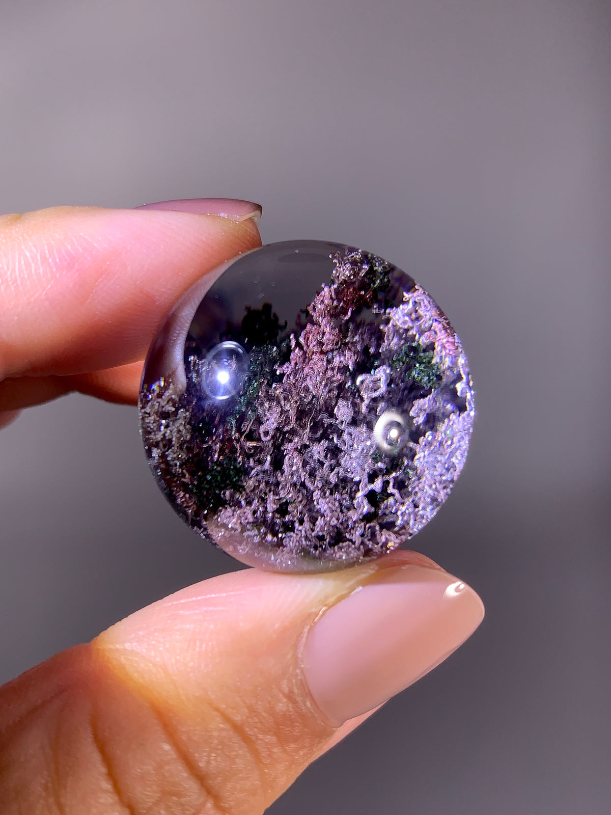 Collector’s Grade Sparkling Pink, Purple, Red & Green Garden Quartz Sphere | Brazil