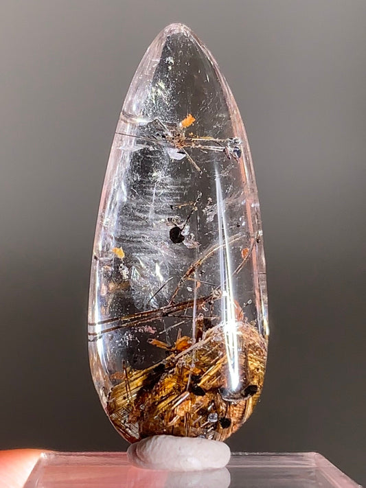 Rare Lattice Gold Rutile with Shiny Hematite, Mica & Garden Quartz Polished Freeform From Brazil