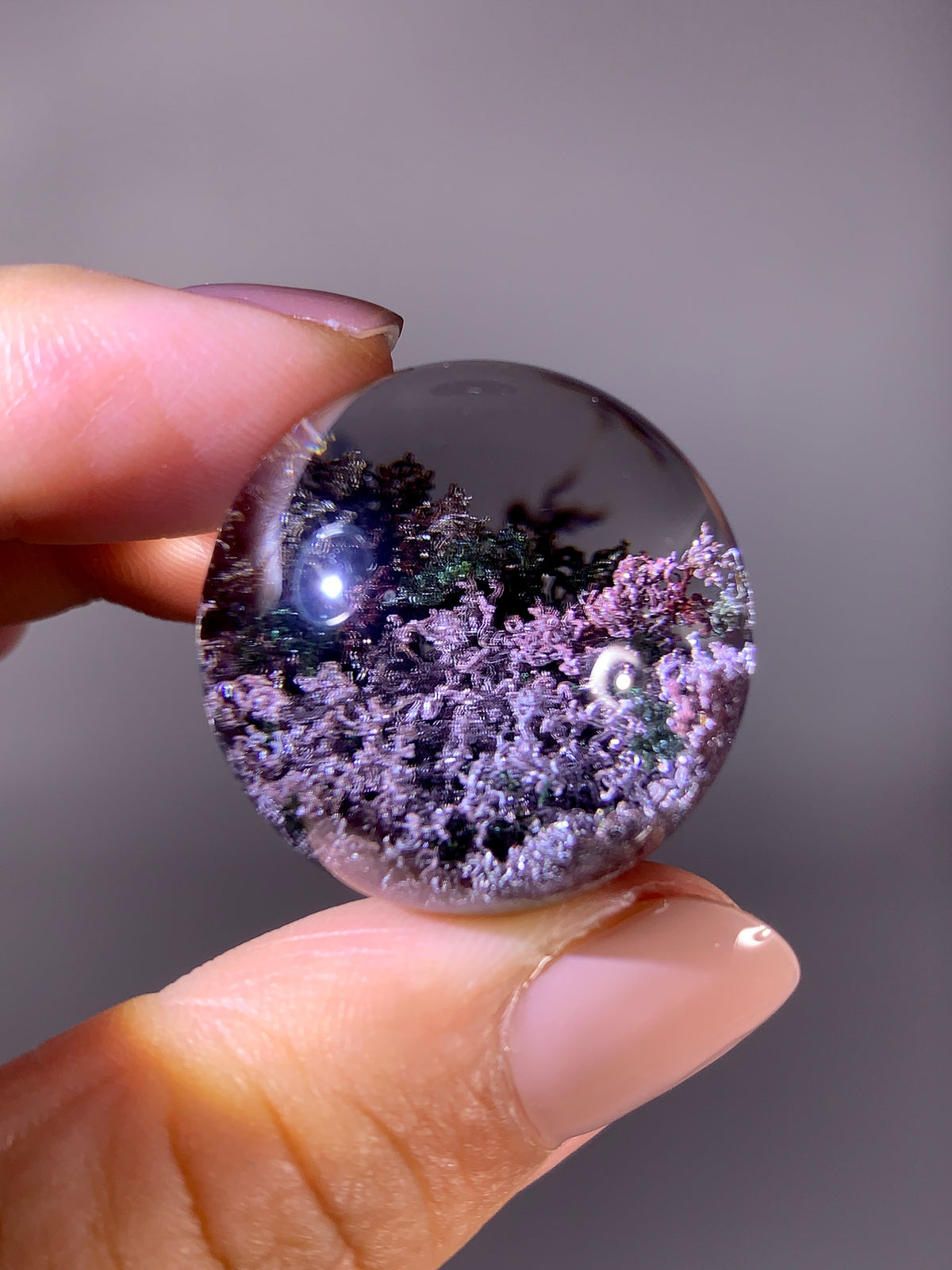Collector’s Grade Sparkling Pink, Purple, Red & Green Garden Quartz Sphere | Brazil