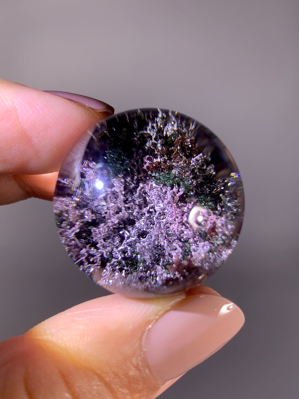 Collector’s Grade Sparkling Pink, Purple, Red & Green Garden Quartz Sphere | Brazil