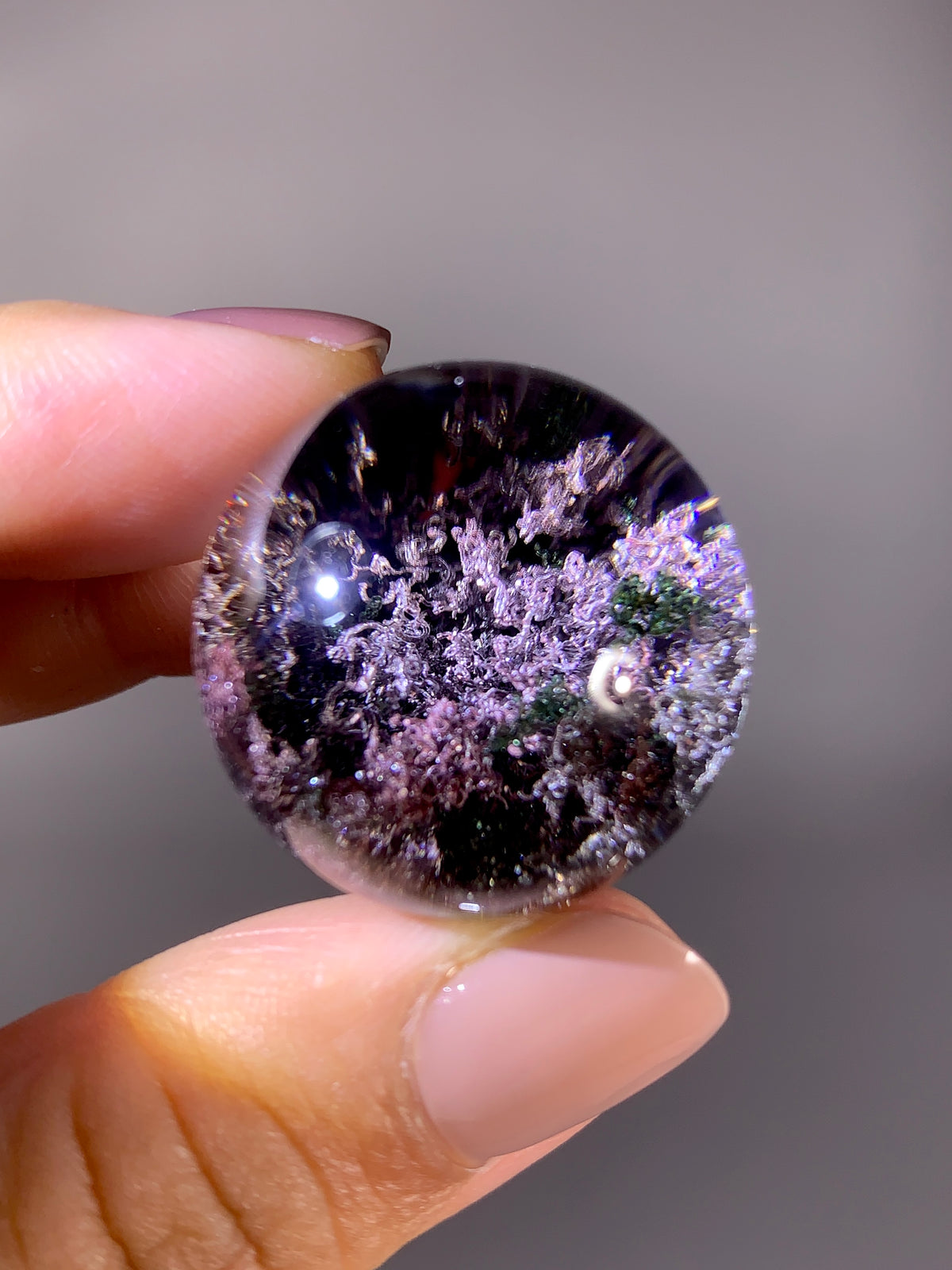 Collector’s Grade Sparkling Pink, Purple, Red & Green Garden Quartz Sphere | Brazil