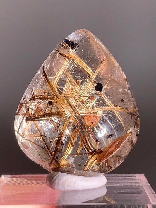 Rare Lattice Gold Rutile with Shiny Hematite, Mica & Garden Quartz Polished Freeform From Brazil
