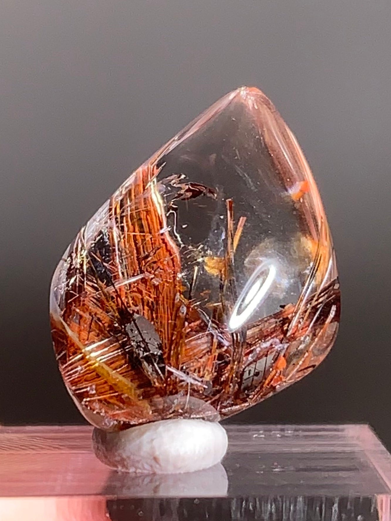 Rare Lattice Gold Rutile with Shiny Hematite & Mica Quartz Polished Freeform From Brazil