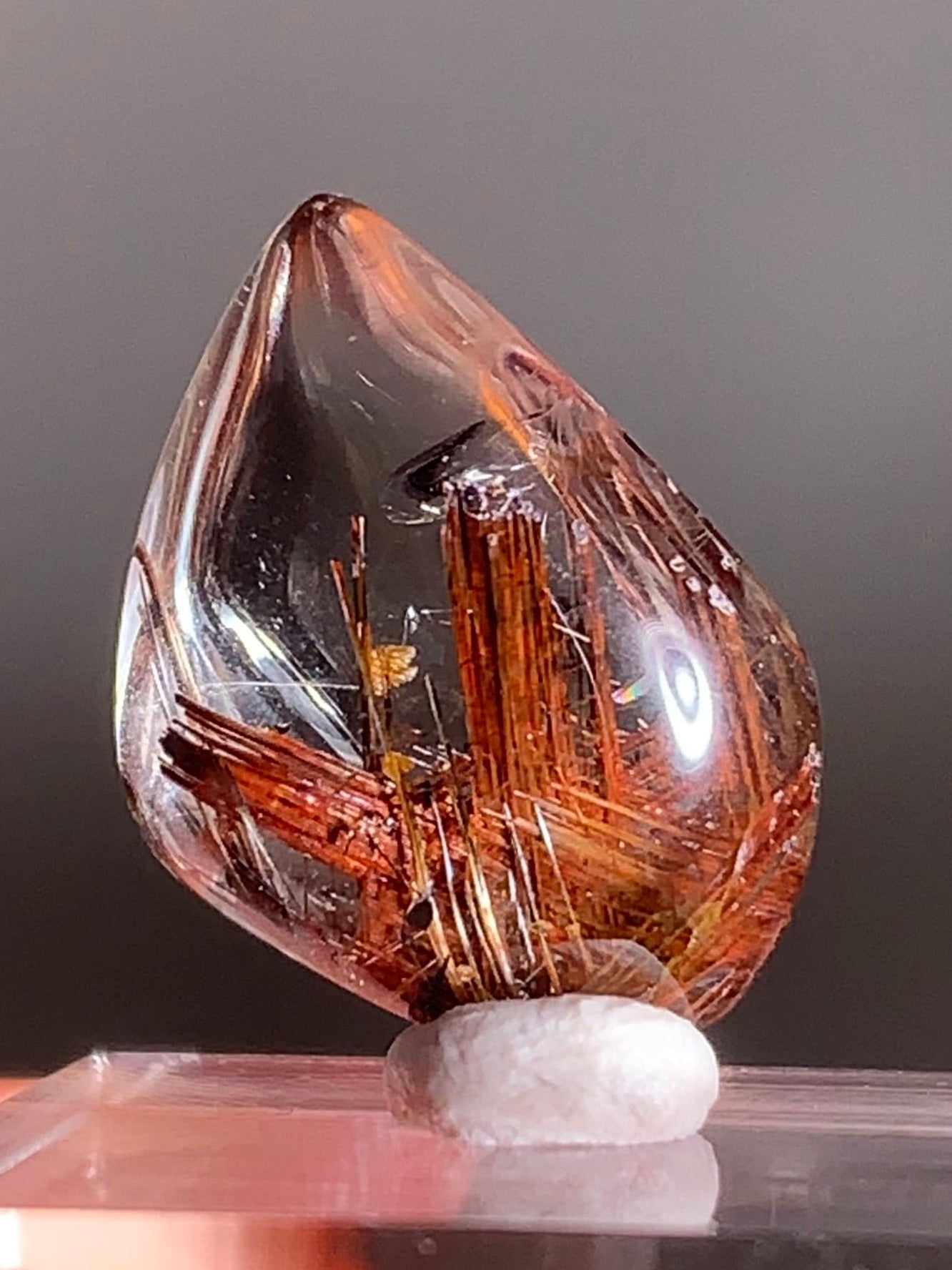 Rare Lattice Gold Rutile with Shiny Hematite & Mica Quartz Polished Freeform From Brazil