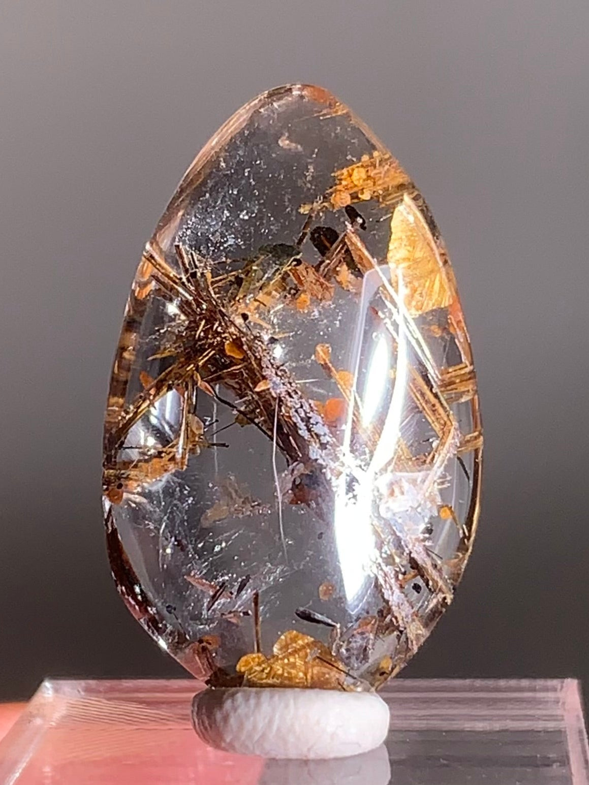 Rare Lattice Gold Rutile with Shiny Hematite & Mica Quartz Polished Freeform From Brazil