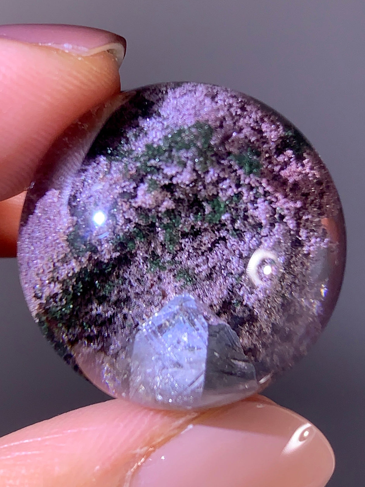 Collector’s Grade Sparkling Pink & Green Garden Quartz with Quartz-in-Quartz Sphere | Brazil