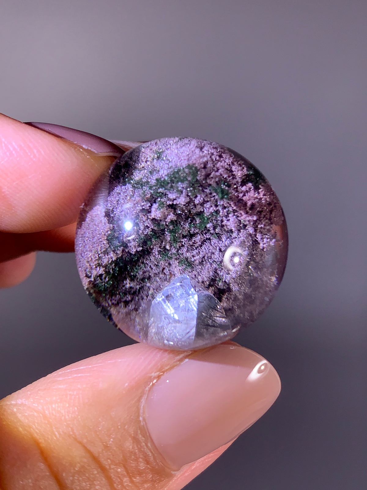 Collector’s Grade Sparkling Pink & Green Garden Quartz with Quartz-in-Quartz Sphere | Brazil