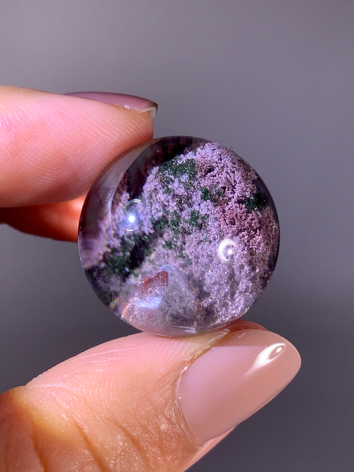 Collector’s Grade Sparkling Pink & Green Garden Quartz with Quartz-in-Quartz Sphere | Brazil