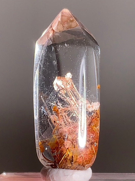 Rare Lattice Gold Rutile with Shiny Hematite, Mica & Pink Garden Quartz Polished Freeform from Brazil