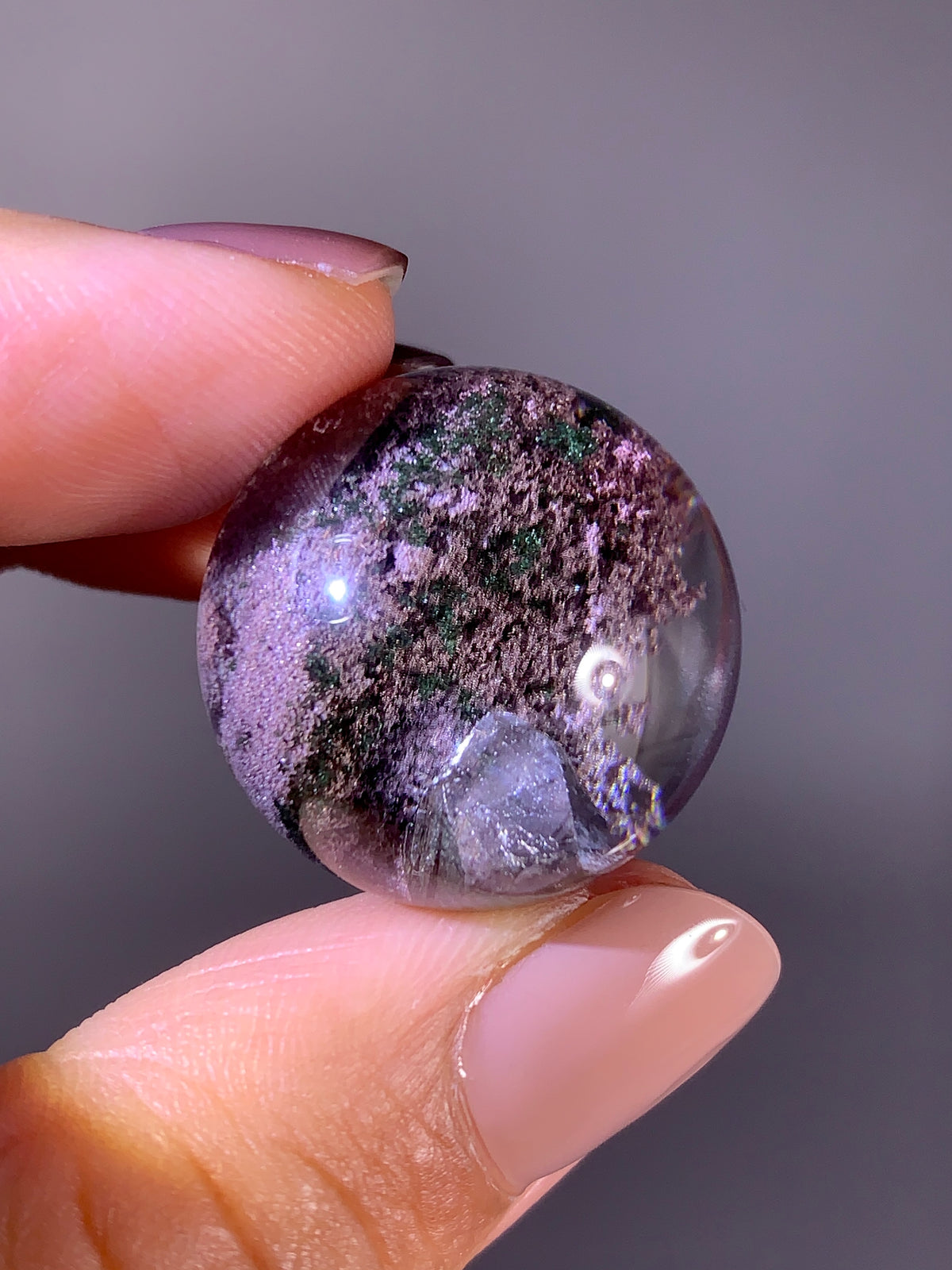 Collector’s Grade Sparkling Pink & Green Garden Quartz with Quartz-in-Quartz Sphere | Brazil