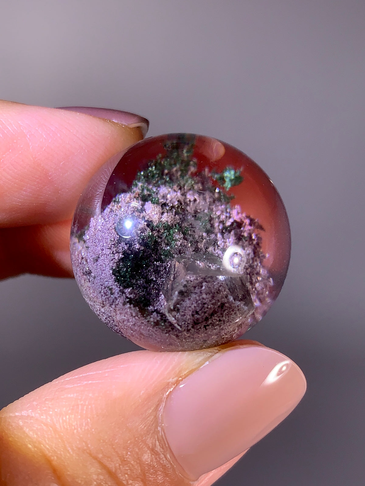Collector’s Grade Sparkling Pink & Green Garden Quartz with Quartz-in-Quartz Sphere | Brazil