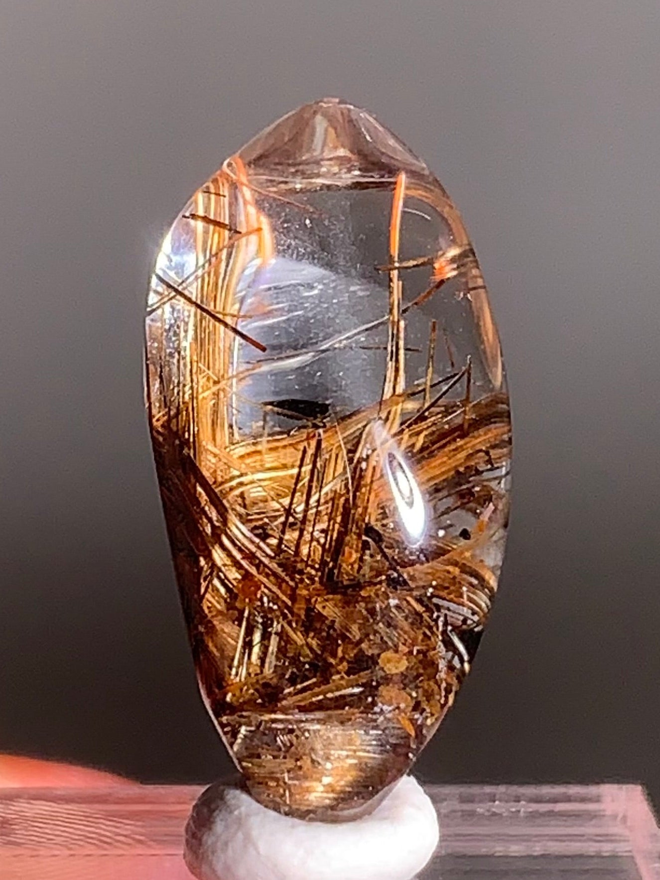 Rare Lattice Gold Rutile with Shiny Hematite, Mica & Garden Quartz Polished Freeform from Brazil