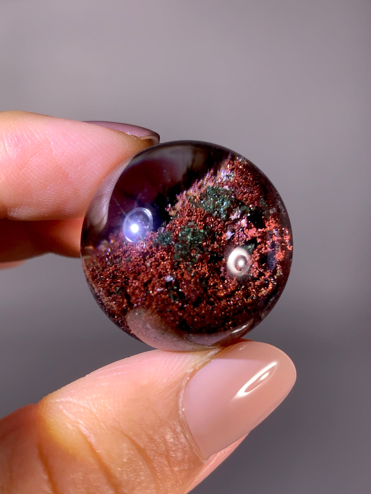 Collector’s Grade Sparkling Red & Green Garden Quartz Sphere | Brazil