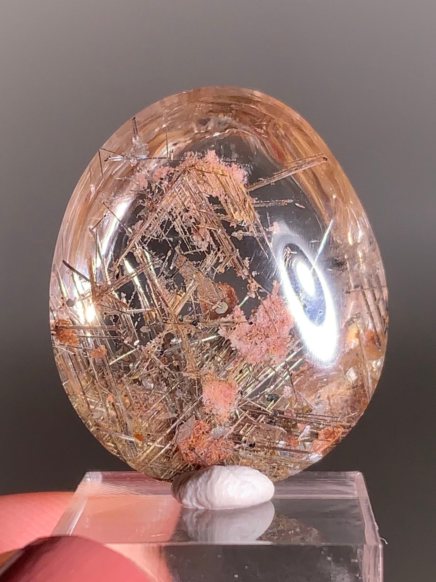 Rare Lattice Silver Rutile with Shiny Hematite, Mica & Pink Garden Quartz — Polished Piece from Brazil