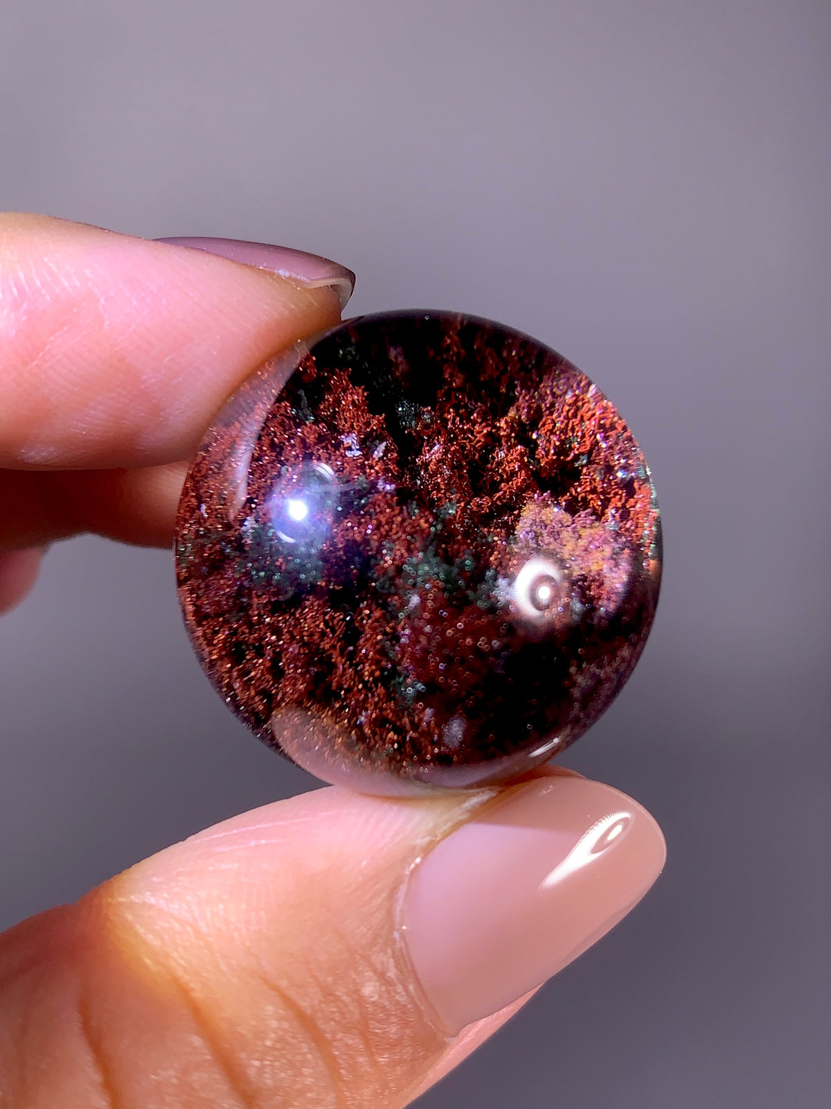 Collector’s Grade Sparkling Red & Green Garden Quartz Sphere | Brazil