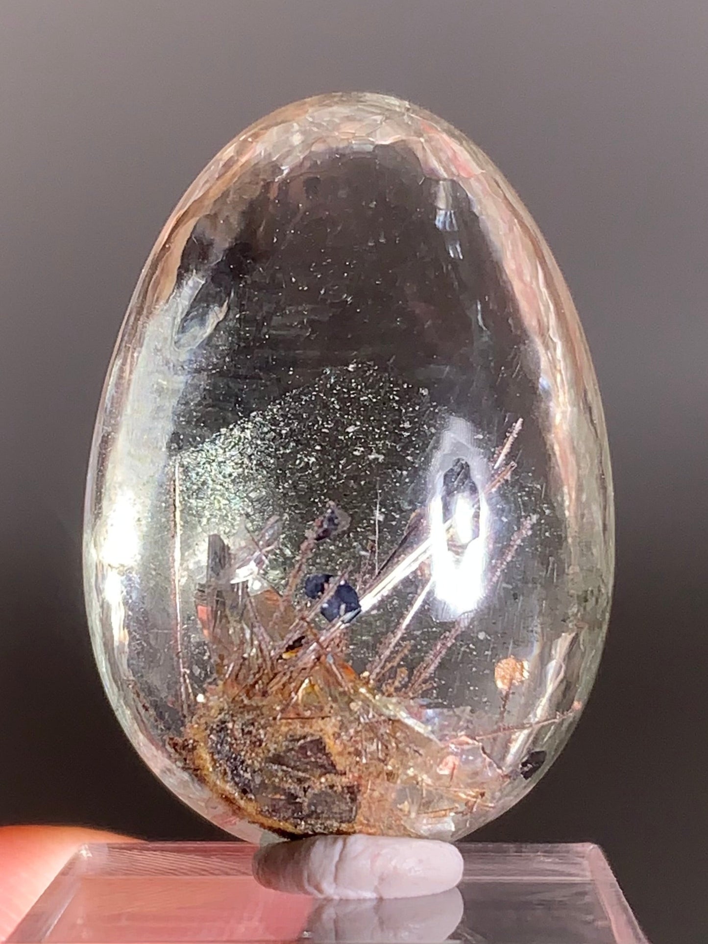 Rare Silver Rutile with Shiny Hematite, Mica, Garden, Green Phantom and Manifestation Quartz — Polished Piece from Brazil