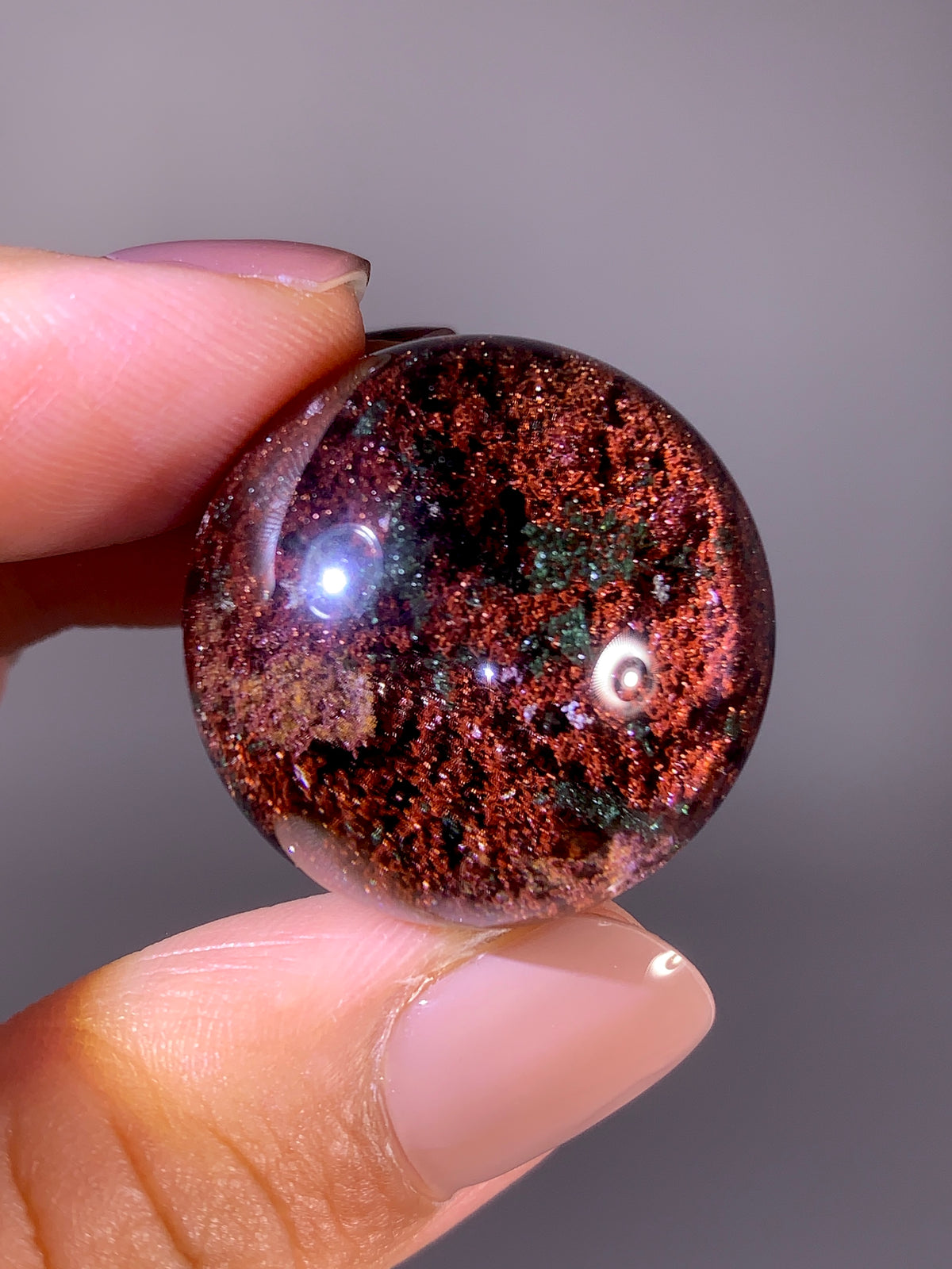 Collector’s Grade Sparkling Red & Green Garden Quartz Sphere | Brazil