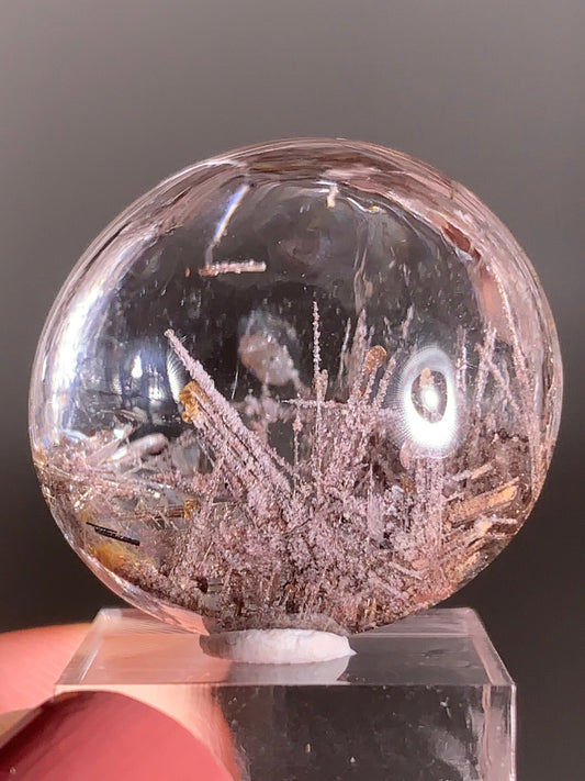 Rare Lattice Silver Rutile with Shiny Hematite, Mica & Pink Garden Quartz — Polished Piece from Brazil