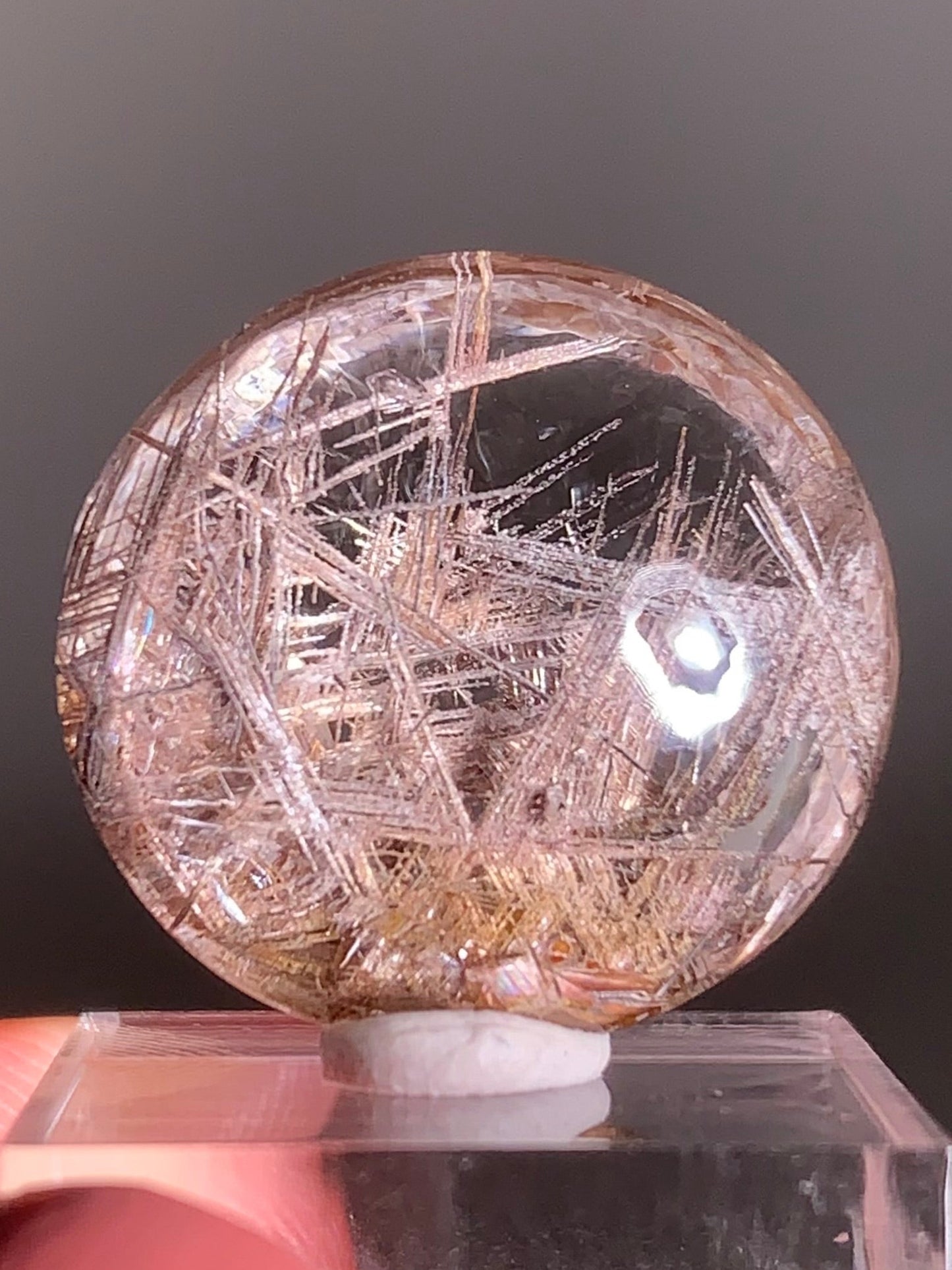 Rare Lattice Silver Rutile with Pink Garden Quartz — Polished Piece from Brazil