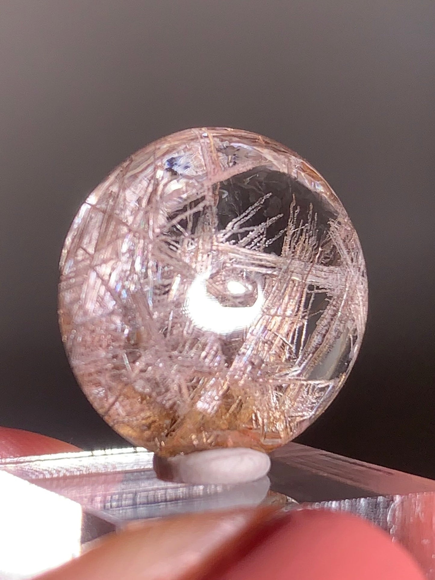 Rare Lattice Silver Rutile with Pink Garden Quartz — Polished Piece from Brazil