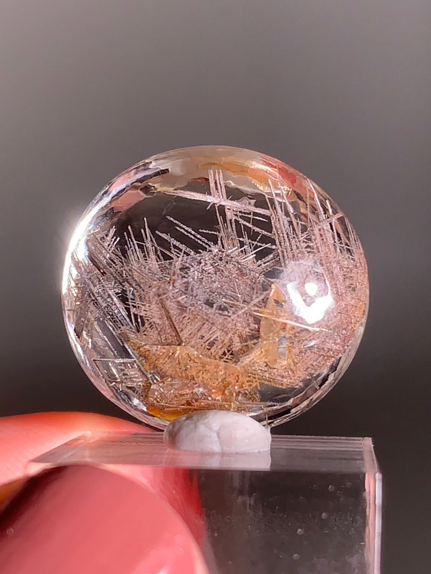 Rare Lattice Silver Rutile with Pink Garden Quartz — Polished Piece from Brazil
