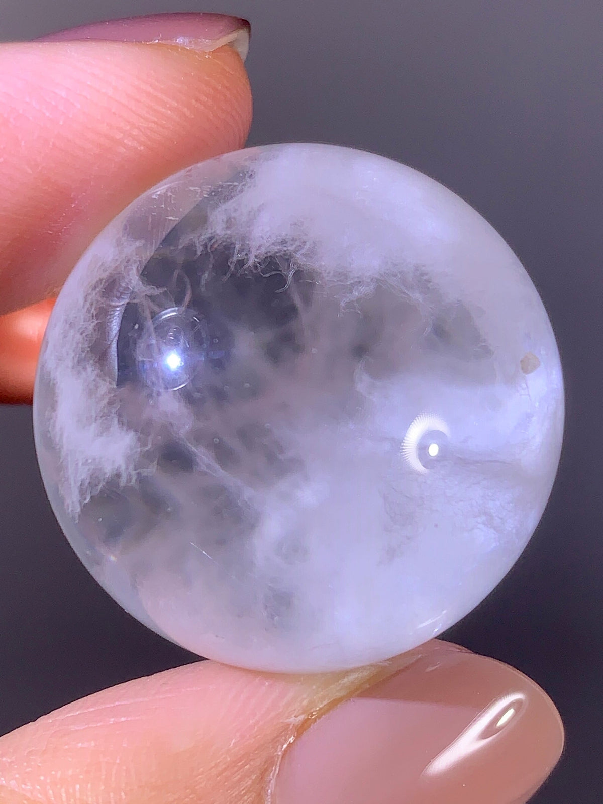 Collector’s Grade Shiny Pure White Amphibole Quartz Sphere | Brazil