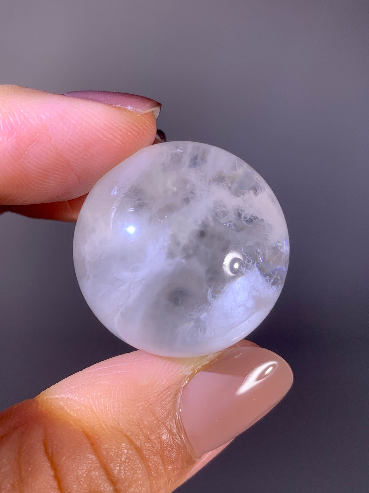 Collector’s Grade Shiny Pure White Amphibole Quartz Sphere | Brazil