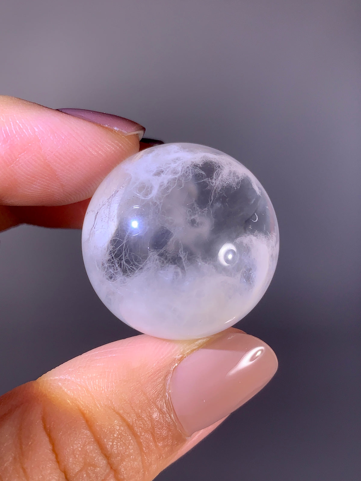 Collector’s Grade Shiny Pure White Amphibole Quartz Sphere | Brazil