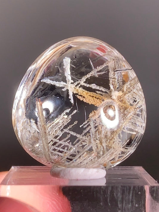 Rare Lattice Silver Rutile with Shiny Hematite, Mica & Garden Quartz — Polished Piece from Brazil