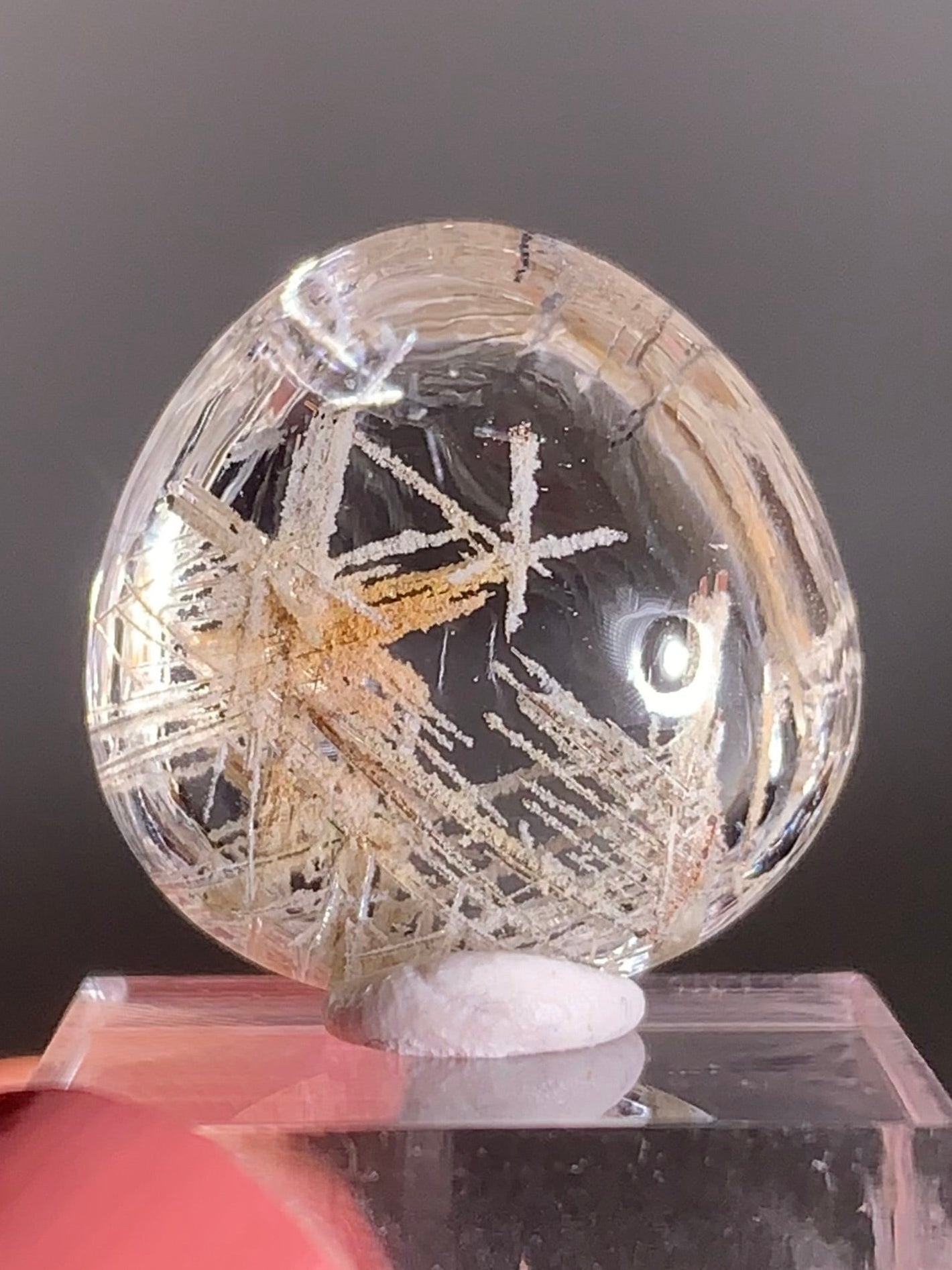 Rare Lattice Silver Rutile with Shiny Hematite, Mica & Garden Quartz — Polished Piece from Brazil