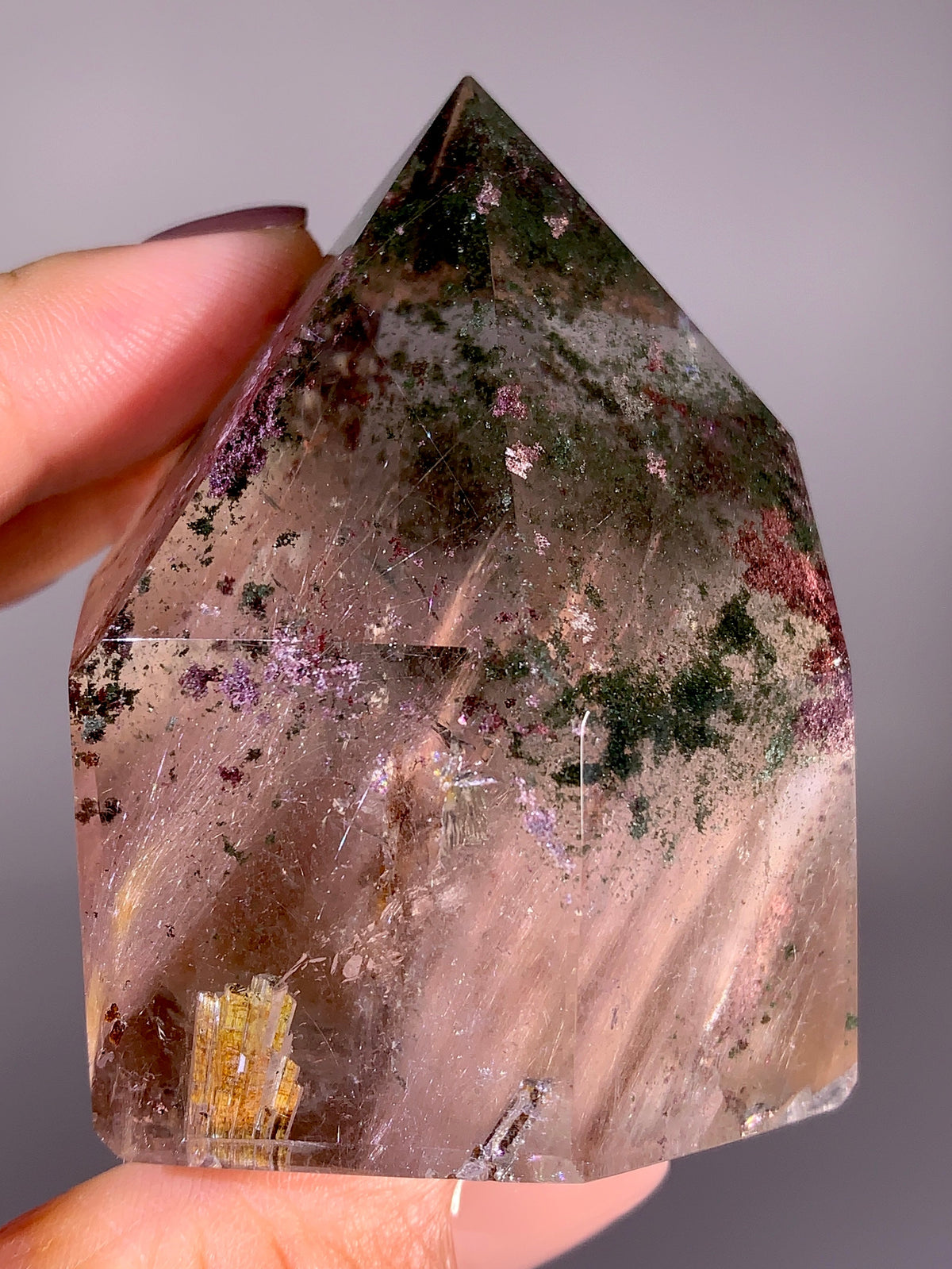 Collector’s Grade Large Sparkling Four-Season Garden Quartz & Pink Amphibole Quartz Tower | Brazil