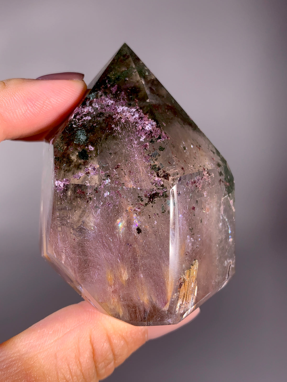 Collector’s Grade Large Sparkling Four-Season Garden Quartz & Pink Amphibole Quartz Tower | Brazil