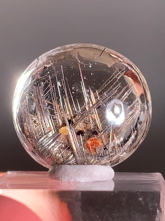 Rare Lattice Silver Rutile with Shiny Hematite, Mica & Garden Quartz — Polished Piece from Brazil