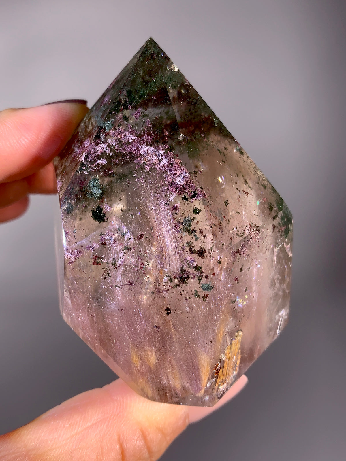 Collector’s Grade Large Sparkling Four-Season Garden Quartz & Pink Amphibole Quartz Tower | Brazil