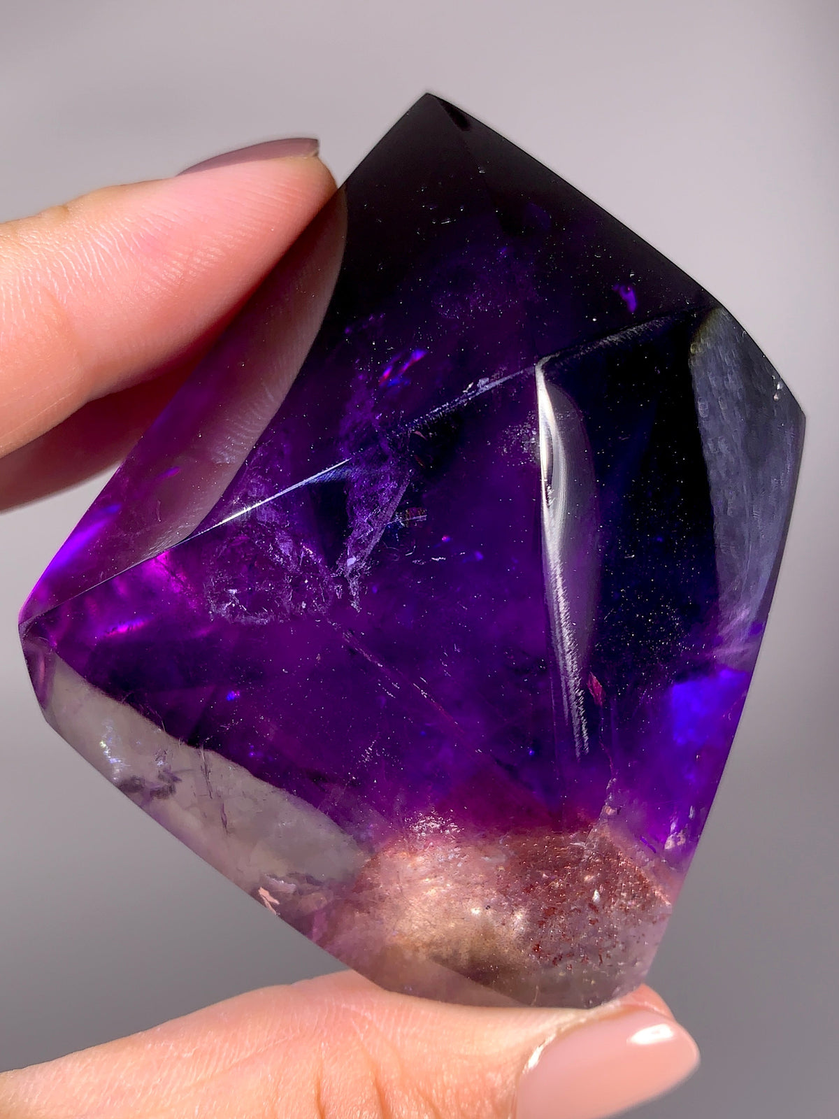 Collector’s Piece Large Rare Enhydro Amethyst with Golden Strawberry Quartz Freeform | Madagascar
