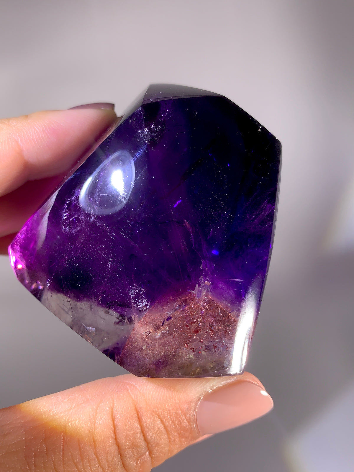Collector’s Piece Large Rare Enhydro Amethyst with Golden Strawberry Quartz Freeform | Madagascar