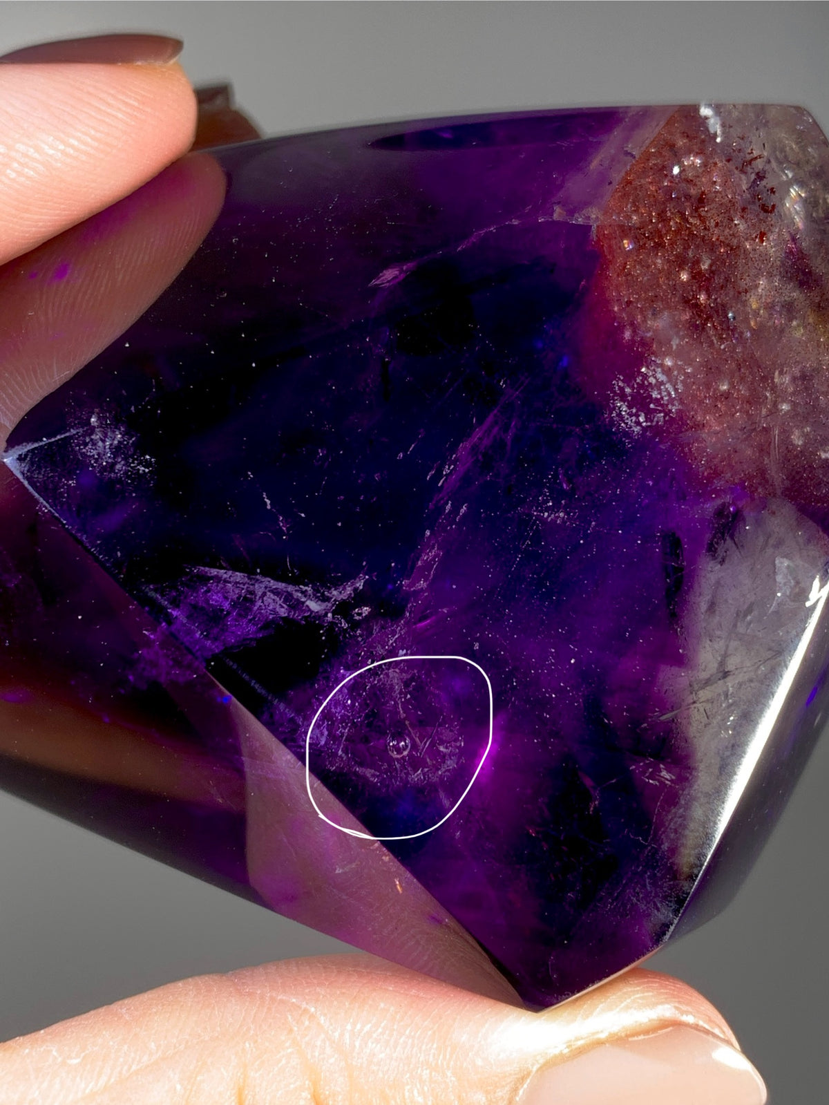 Collector’s Piece Large Rare Enhydro Amethyst with Golden Strawberry Quartz Freeform | Madagascar