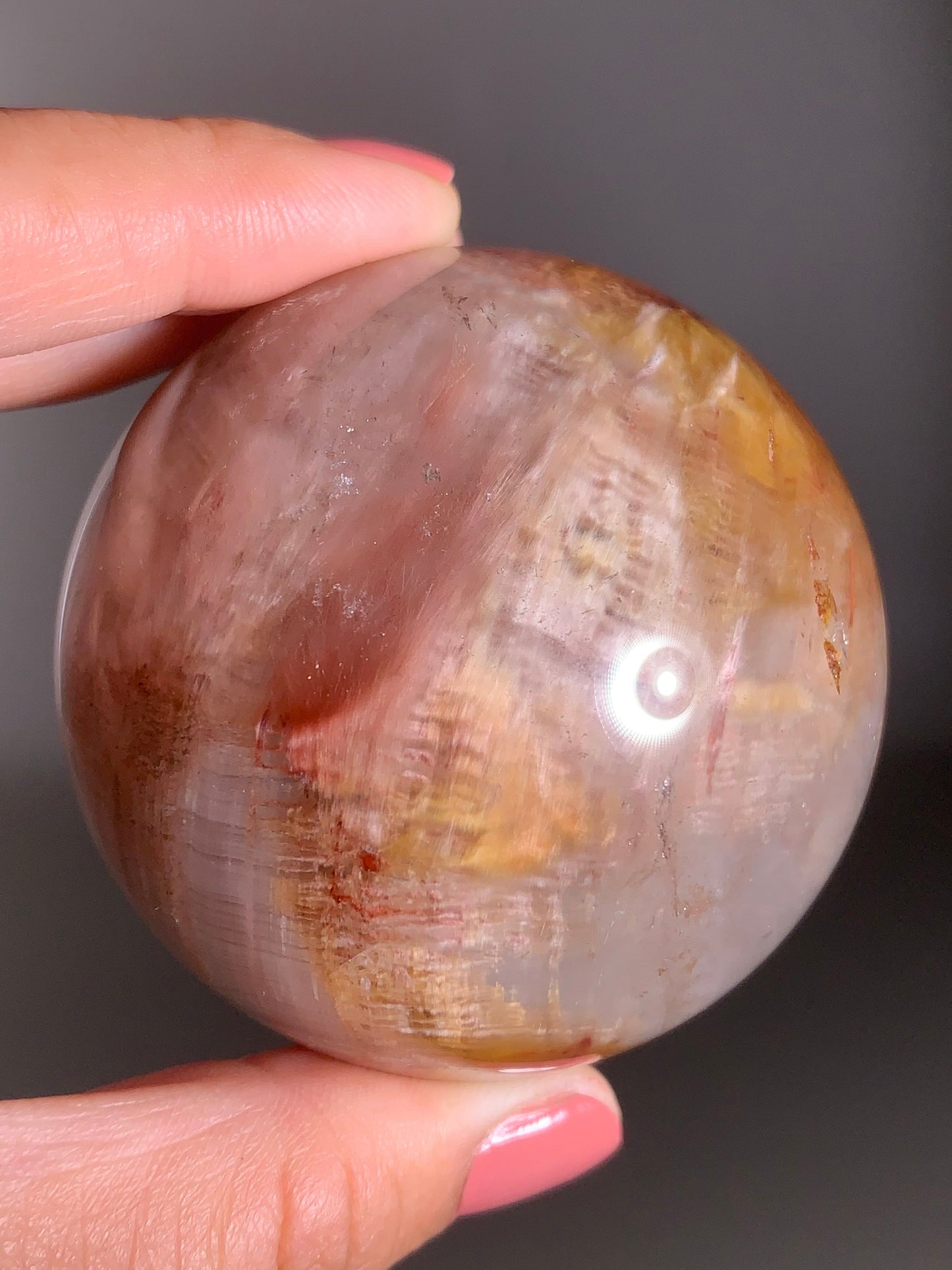 Collector’s Large Colorful Amphibole & Layered Garden Quartz Sphere from Brazil