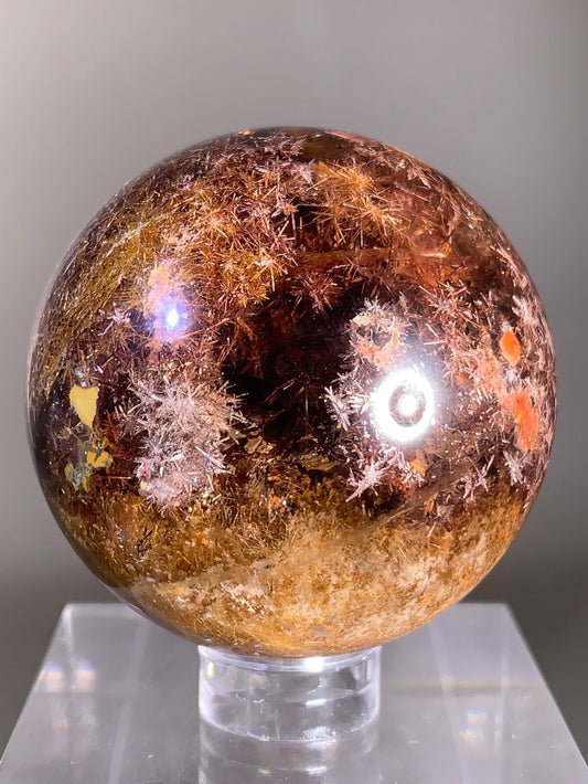 Large Richly Packed Starburst Silver, Gold & Copper Rutile Sphere from Brazil