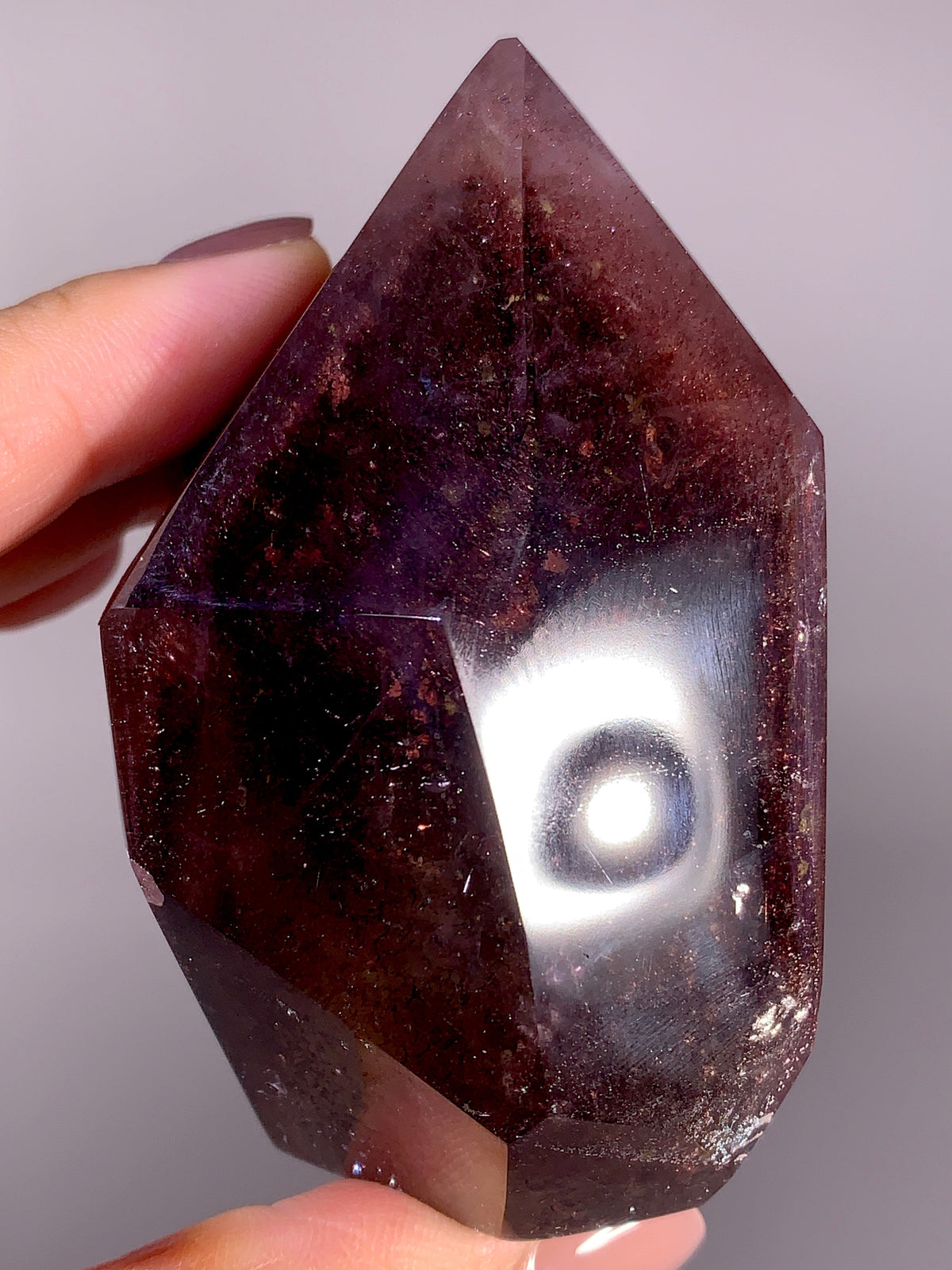 Large Light Smoky Quartz Point with Red Lepidocrocite, Goethite, Hematite & Rutile Inclusions | Madagascar