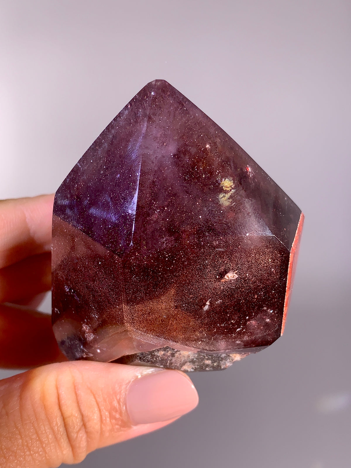 Large Light Smoky Quartz Point with Red Lepidocrocite, Goethite, Hematite & Rutile Inclusions | Madagascar