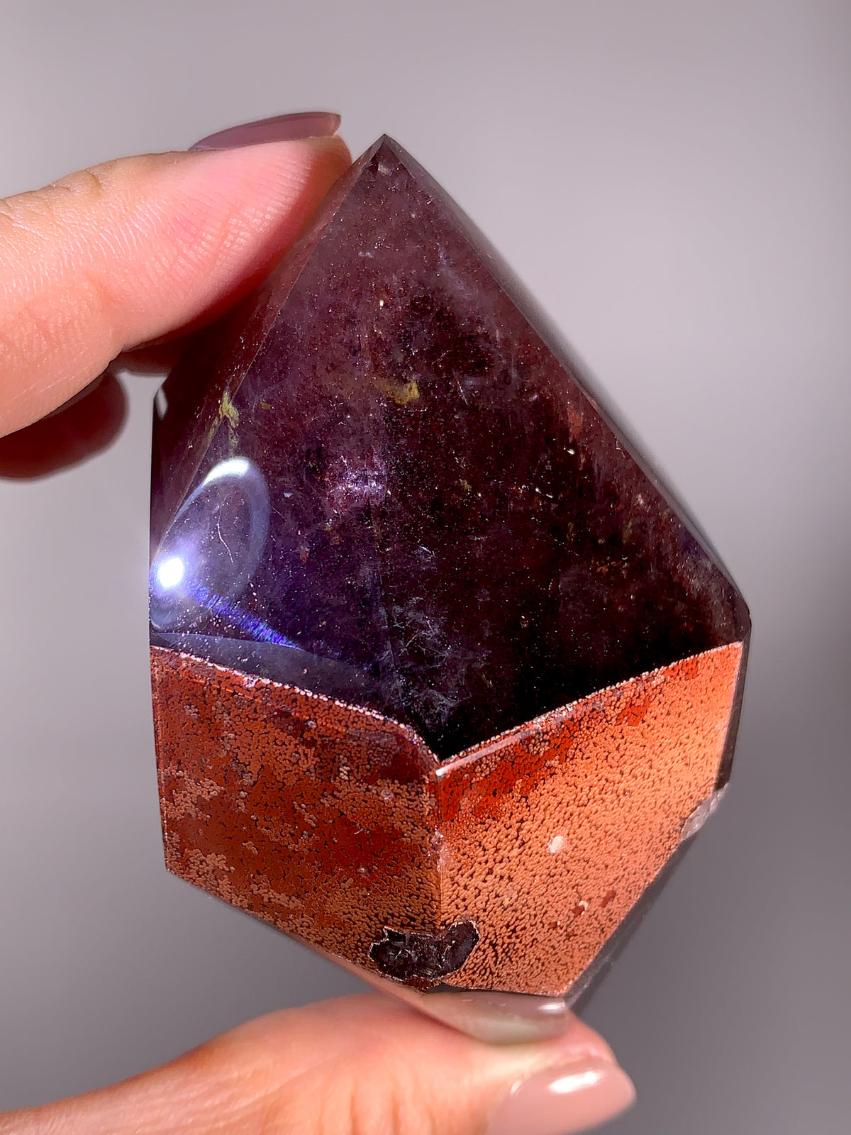 Large Light Smoky Quartz Point with Red Lepidocrocite, Goethite, Hematite & Rutile Inclusions | Madagascar